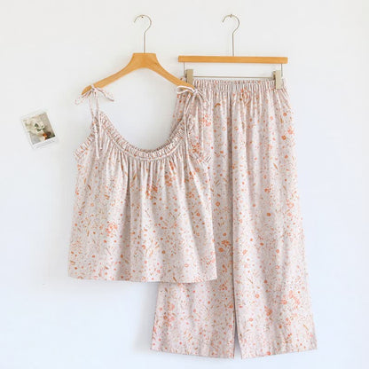 Ensemble de détente Ownkoti à bretelles fines et imprimé floral. - image 1