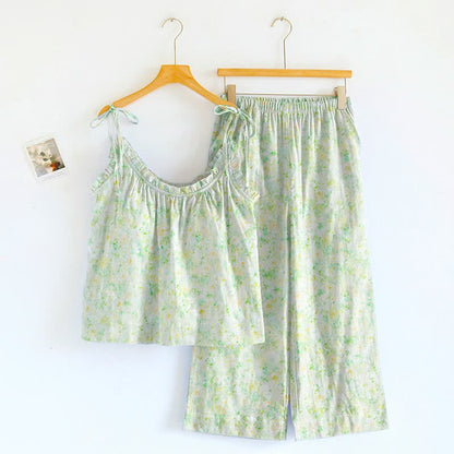 Ensemble de vêtements d'intérieur à bretelles et motif floral rose tendre Ownkoti - image 1