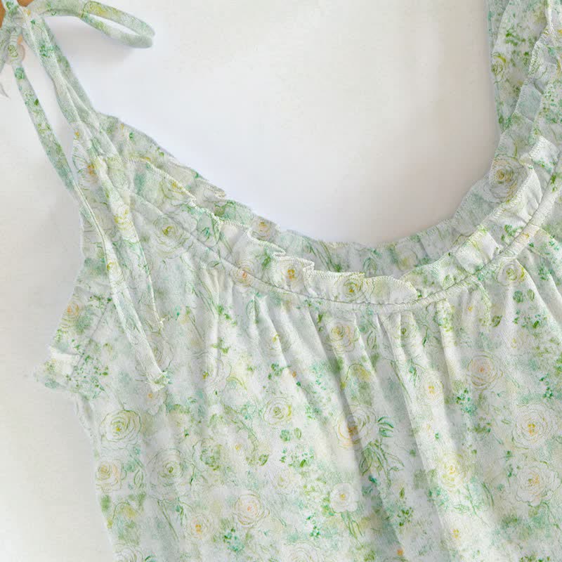 Ensemble de vêtements d'intérieur à bretelles et motif floral rose tendre Ownkoti - image 3