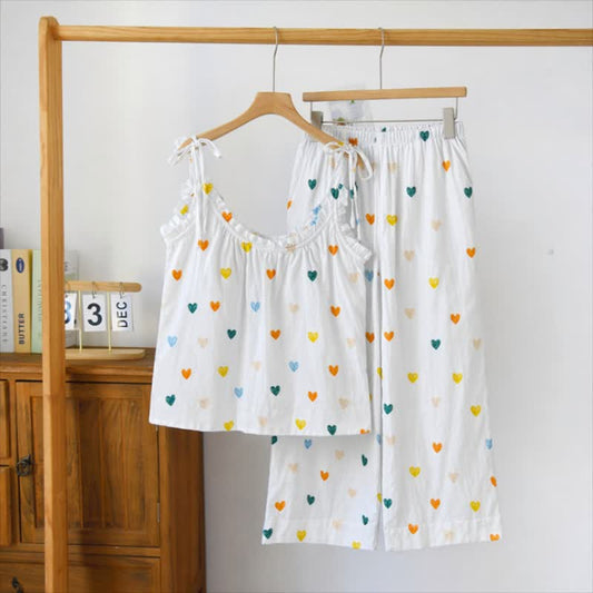 Ensemble lounge à bretelles et imprimé cœur Ownkoti - Blanc - XL - image 0