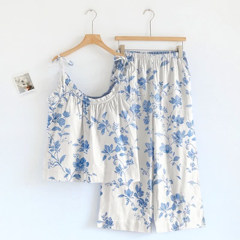 Ensemble de vêtements d'intérieur fleuris doux Ownkoti - Blanc - XL - image 4