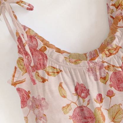 Ensemble de détente en coton à bretelles et imprimé floral rose poudré Ownkoti - image 1