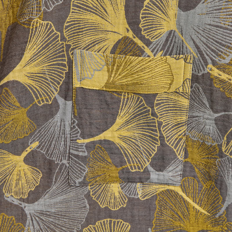 Robe de chambre Ownkoti Vintage Ginkgo Leaf en coton double gaze - image 10