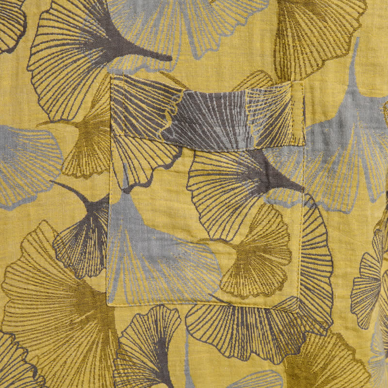 Robe de chambre Ownkoti Vintage Ginkgo Leaf en coton double gaze - image 4