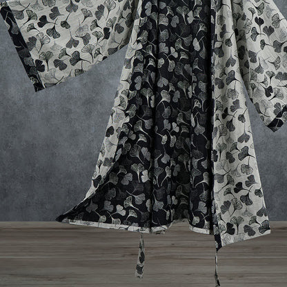 Kimono Ownkoti en coton noir et blanc à feuilles de ginkgo - image 11