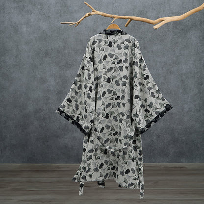 Kimono Ownkoti en coton noir et blanc à feuilles de ginkgo - image 8