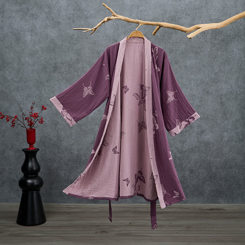 Kimono Ownkoti Butterfly en coton double gaze - Prune violette - 2XL - image 0