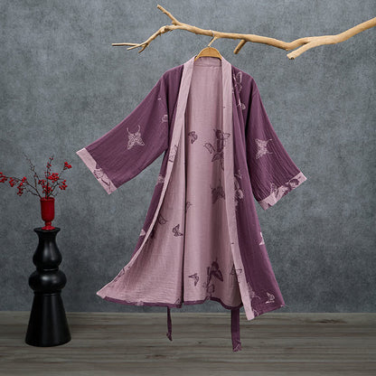 Kimono Ownkoti Butterfly en coton double gaze - Prune violette - 2XL - image 0