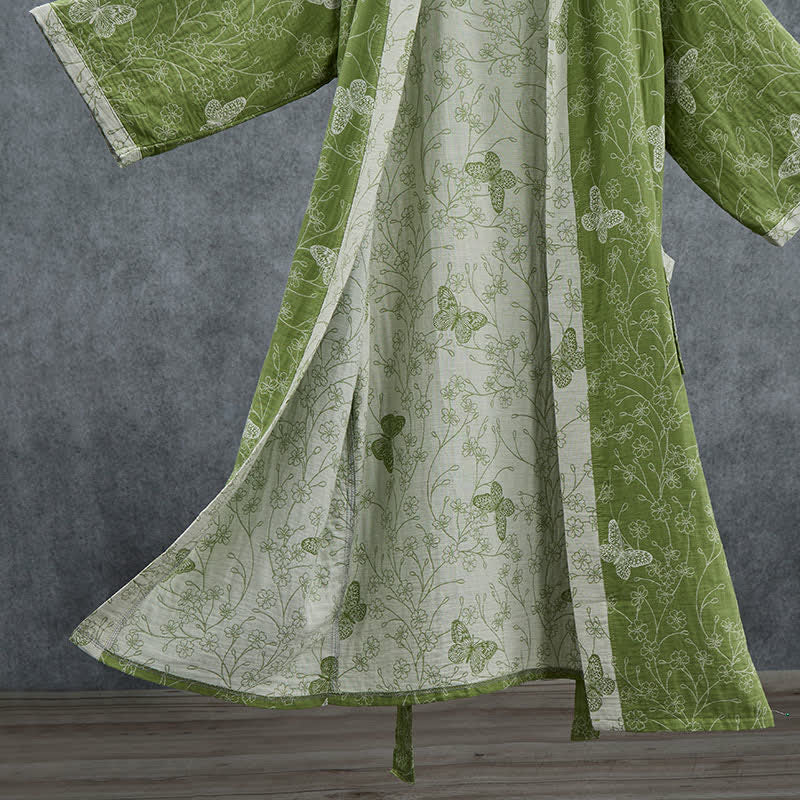 Peignoir kimono papillon botanique olive Ownkoti - image 4