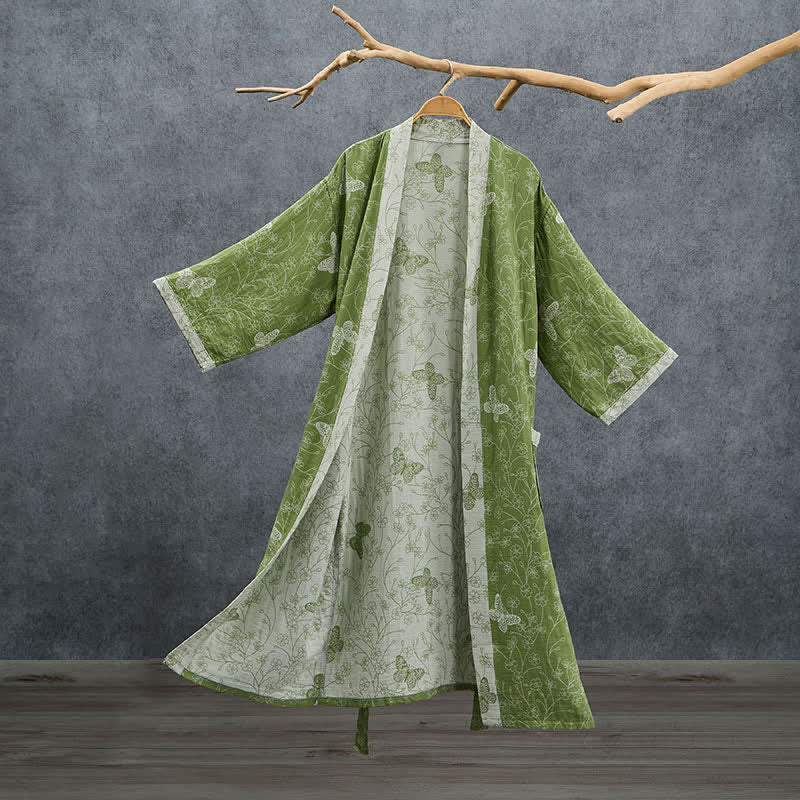 Peignoir kimono papillon botanique olive Ownkoti - Vert - 2XL - image 0