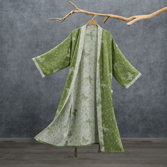 Peignoir kimono papillon botanique olive Ownkoti - Vert - 2XL - image 0