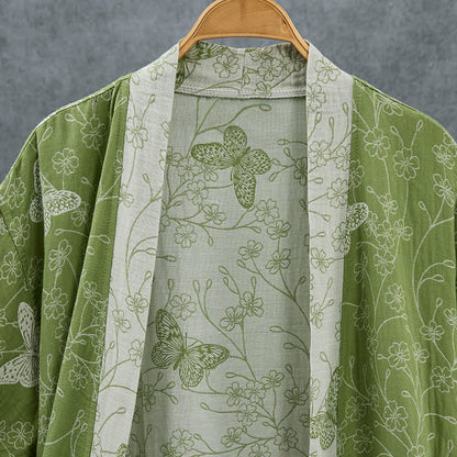 Peignoir kimono papillon botanique olive Ownkoti - image 3