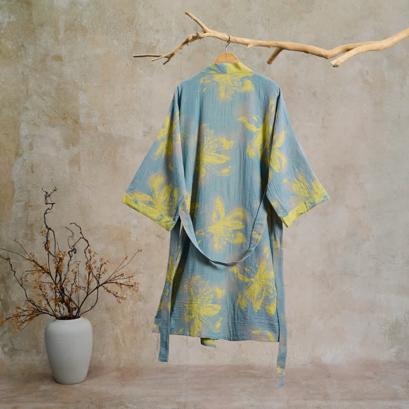 Kimono Ownkoti bohème à fleurs en double gaze de coton à fleurs - image 1