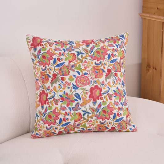 Coussin décoratif Ownkoti Vintage rose à fleurs en double gaze - Multicolore - 18" × 18" - Avec insert - image 0