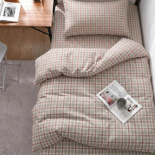 Ensemble de literie Ownkoti à carreaux roses pour lit simple XL. - Carreaux roses et gris - Twin XL - Ensemble complet de 5 pièces - image 0