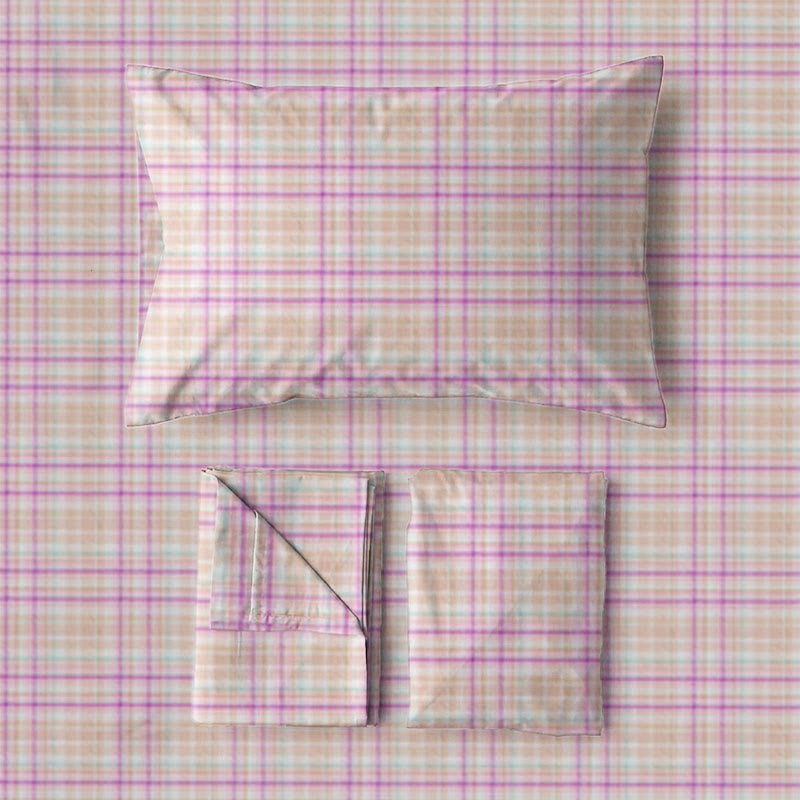 Ensemble de literie Ownkoti à carreaux violets doux pour lit simple XL. - image 5