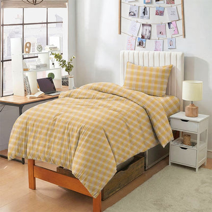 Ensemble de literie Ownkoti Pastel Vichy Twin XL - Jaune - Twin XL - Ensemble complet de 5 pièces - image 6
