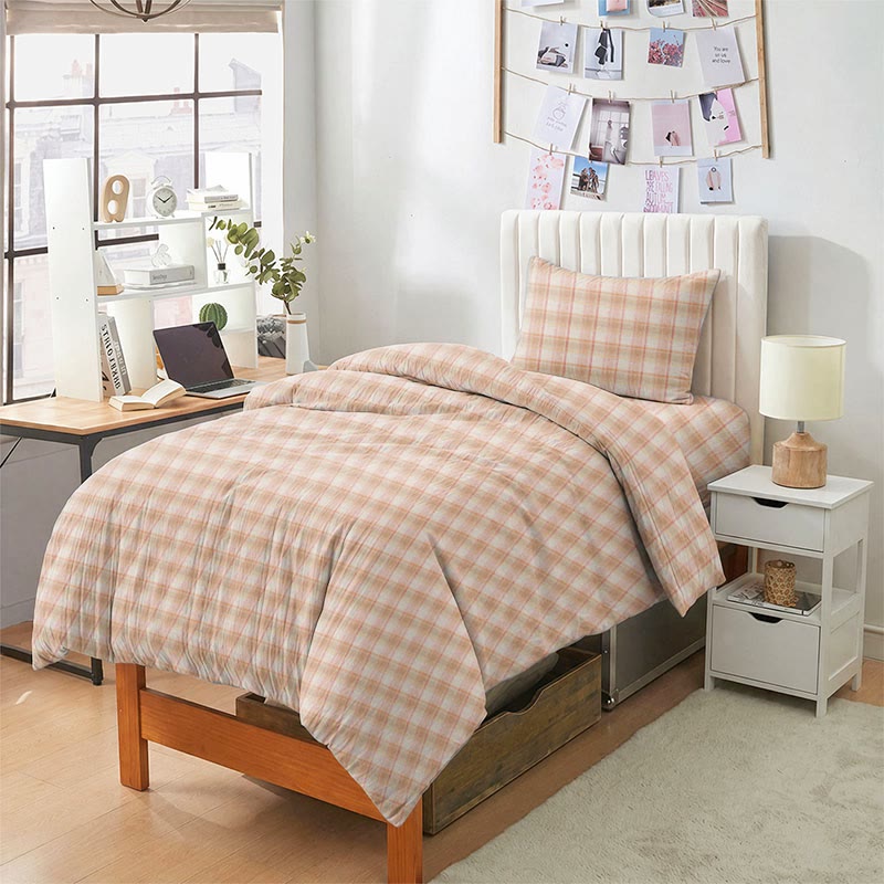 Ensemble de literie Ownkoti Pastel Vichy Twin XL - Orange - Twin XL - Ensemble complet de 5 pièces - image 12
