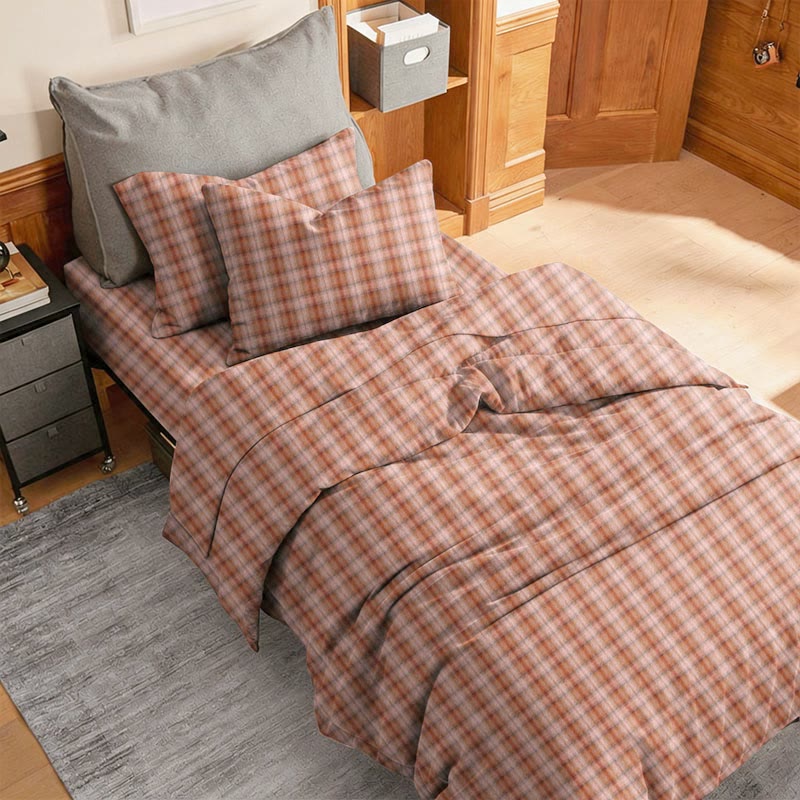 Ensemble de literie pour dortoir Ownkoti Cottage Plaid Twin XL - Caramel - Twin XL - Ensemble complet de 5 pièces - image 0