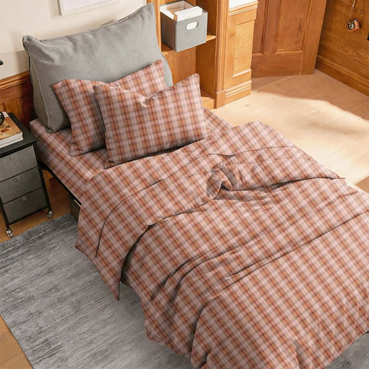 Ensemble de literie pour dortoir Ownkoti Cottage Plaid Twin XL - Caramel - Twin XL - Ensemble complet de 5 pièces - image 0