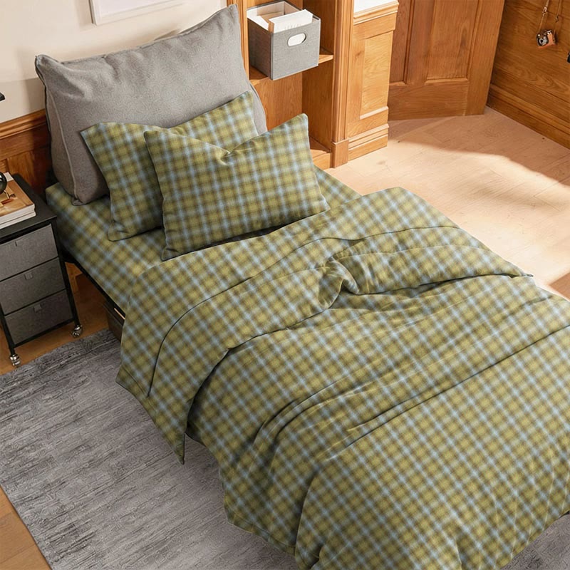 Ensemble de literie pour dortoir Ownkoti Cottage Plaid Twin XL - Vert olive - Twin XL - Ensemble complet de 5 pièces - image 7