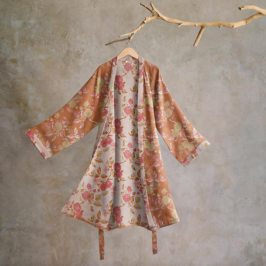 Kimono en coton à imprimé botanique grenade Ownkoti - Vert et rouge - 2XL - image 0