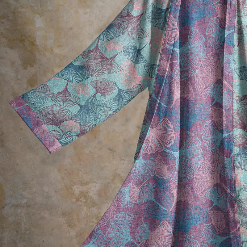 Kimono en coton à motif de feuilles de ginkgo Ownkoti Dreamy - image 2