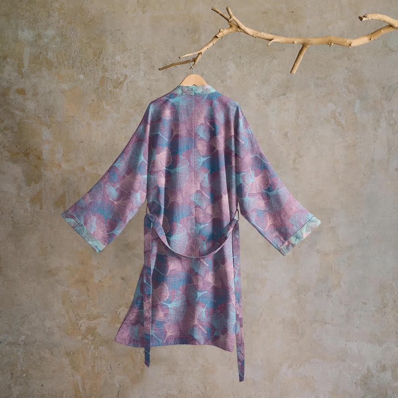 Kimono en coton à motif de feuilles de ginkgo Ownkoti Dreamy - image 6
