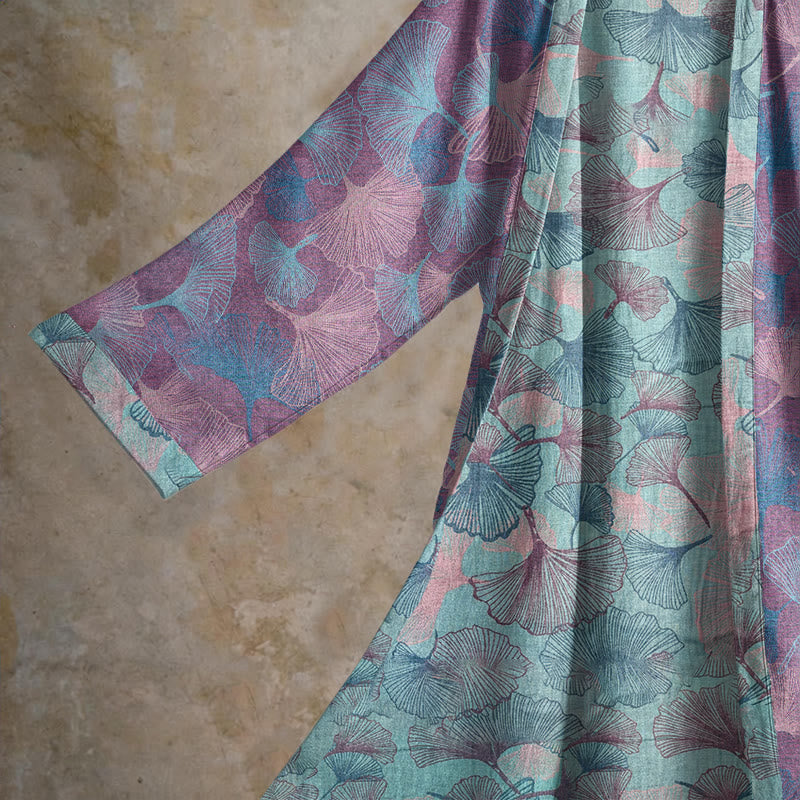 Kimono en coton à motif de feuilles de ginkgo Ownkoti Dreamy - image 7