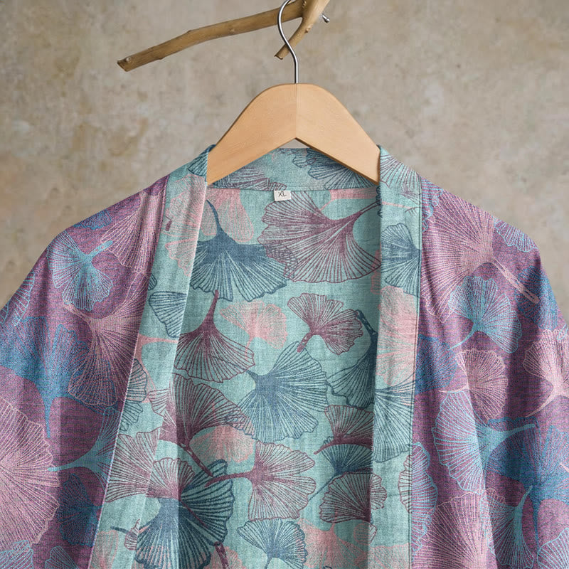 Kimono en coton à motif de feuilles de ginkgo Ownkoti Dreamy - image 8