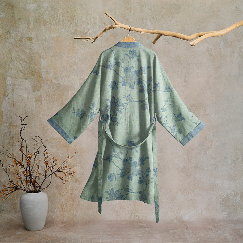 Kimono Ownkoti bleu sauge à fleurs en coton - image 6