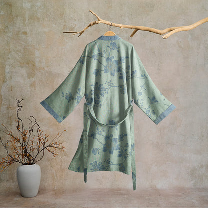 Kimono Ownkoti bleu sauge à fleurs en coton - image 6