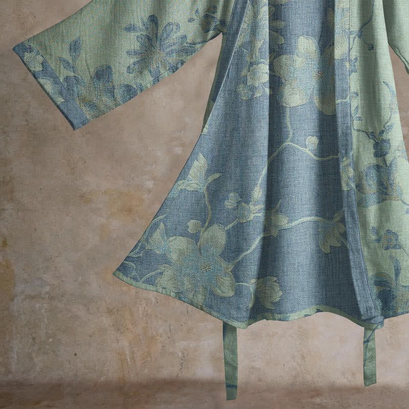 Kimono Ownkoti bleu sauge à fleurs en coton - image 7