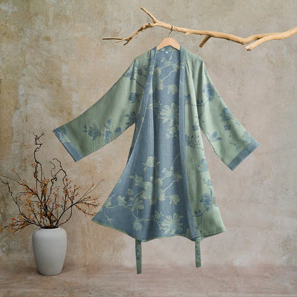 Kimono Ownkoti bleu sauge à fleurs en coton - Sauge et bleu - 2XL - image 5