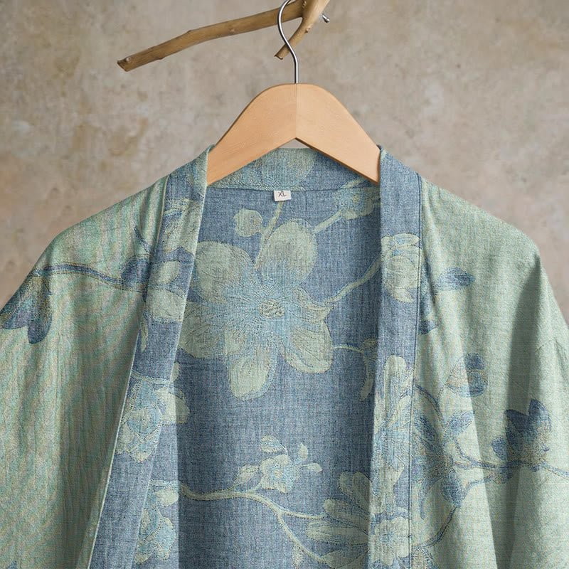 Kimono Ownkoti bleu sauge à fleurs en coton - image 8
