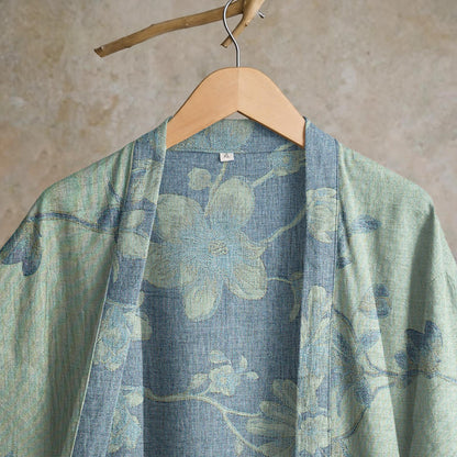 Kimono Ownkoti bleu sauge à fleurs en coton - image 8