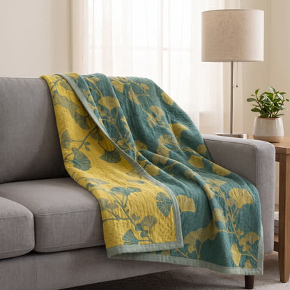 Couette réversible en coton à motif feuille de ginkgo nordique Ownkoti - image 3