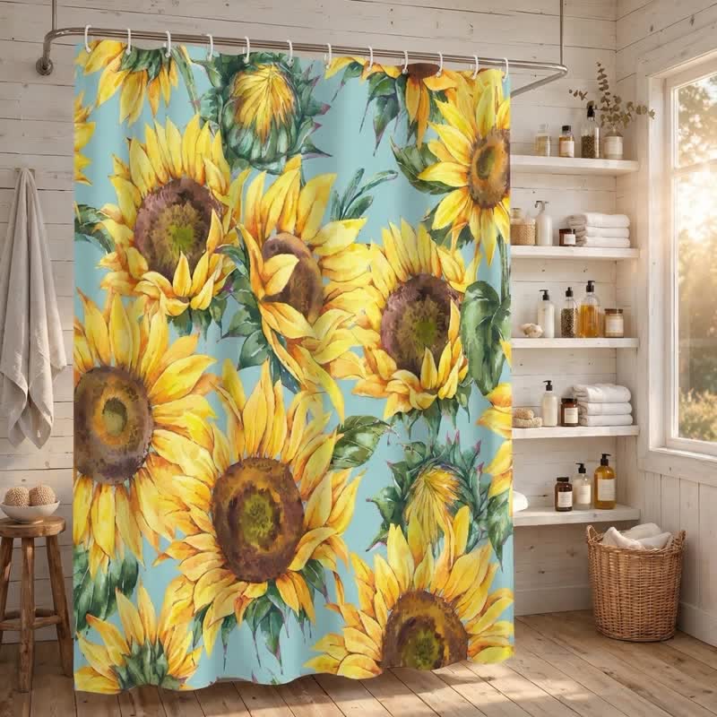 Rideau de douche imperméable Ownkoti Nordic Sunflower - image 1