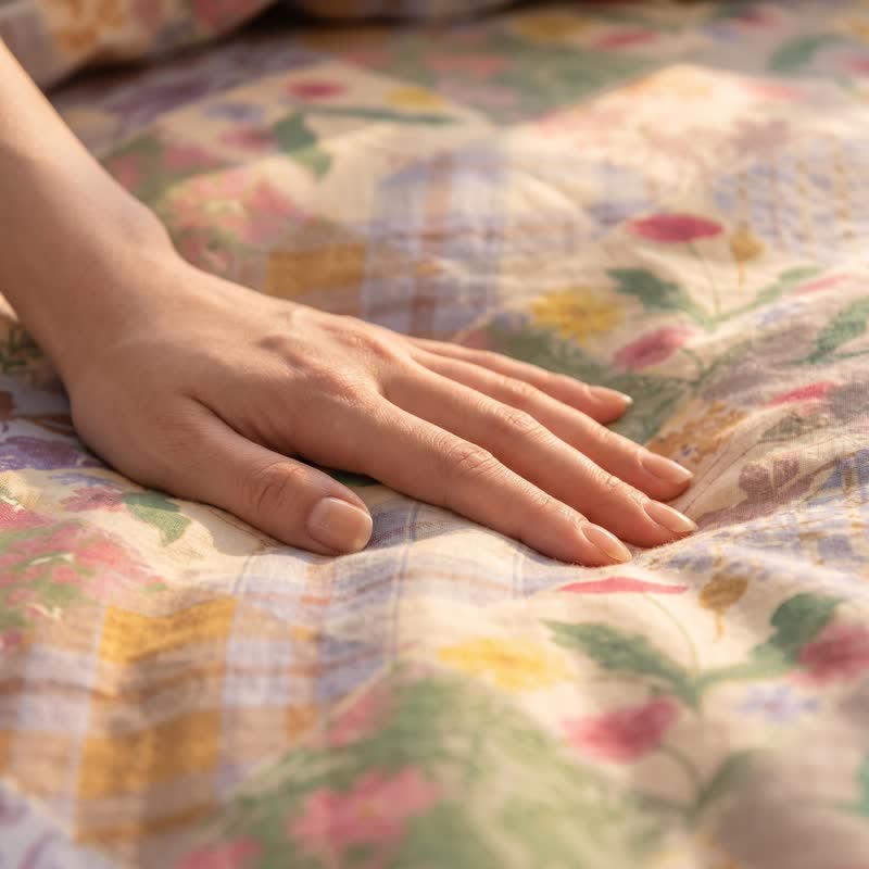 Ensemble de literie en coton à motifs floraux et patchwork de jardin Ownkoti - image 6