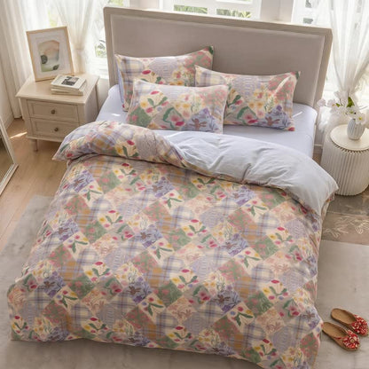 Ensemble de literie en coton à motifs floraux et patchwork de jardin Ownkoti - image 2