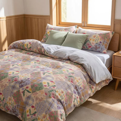 Ensemble de literie en coton à motifs floraux et patchwork de jardin Ownkoti - image 3