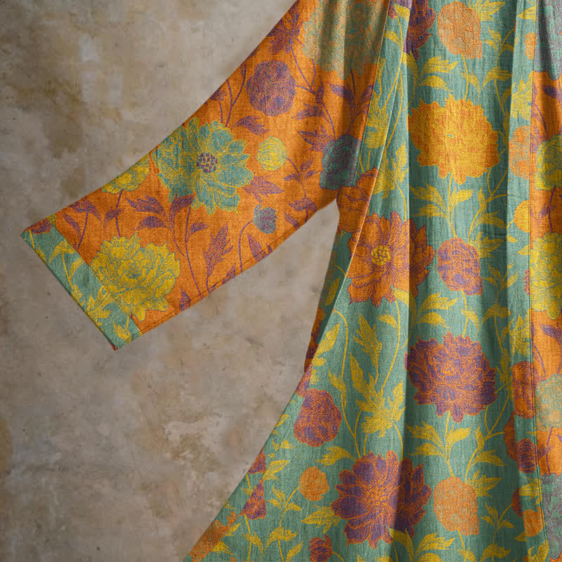 Robe de chambre vintage en coton à fleurs Ownkoti - image 3