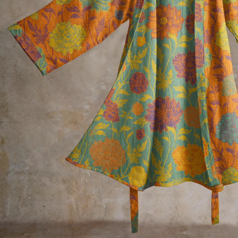 Robe de chambre vintage en coton à fleurs Ownkoti - image 4