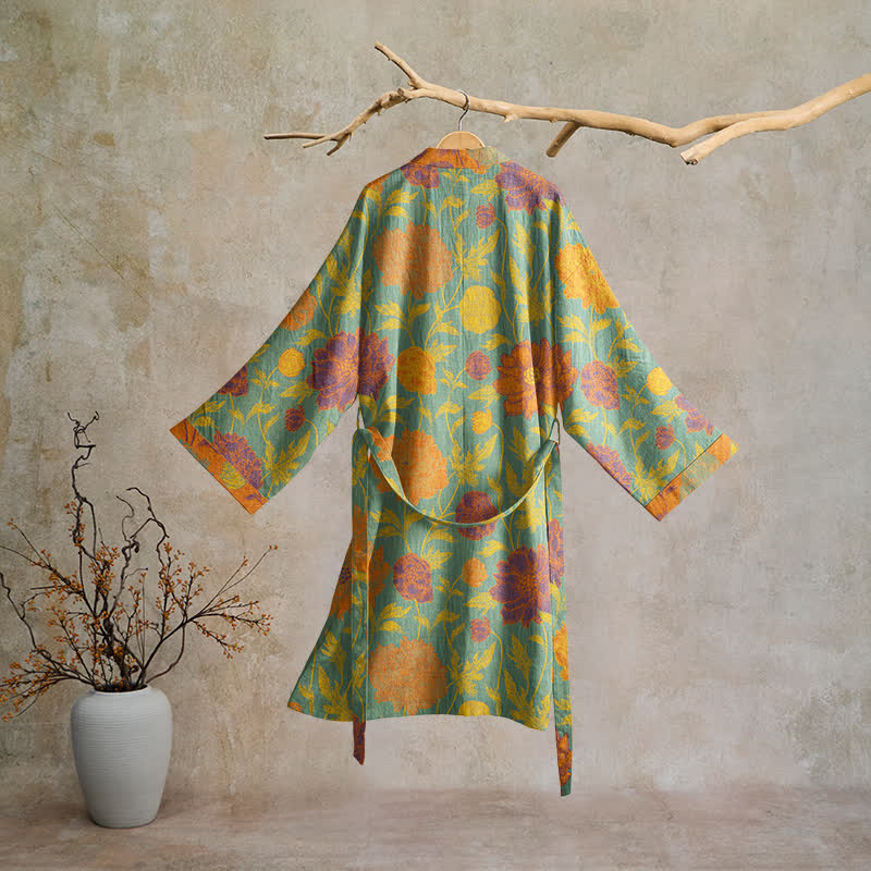 Robe de chambre vintage en coton à fleurs Ownkoti - image 6