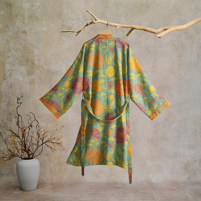 Robe de chambre vintage en coton à fleurs Ownkoti - image 6