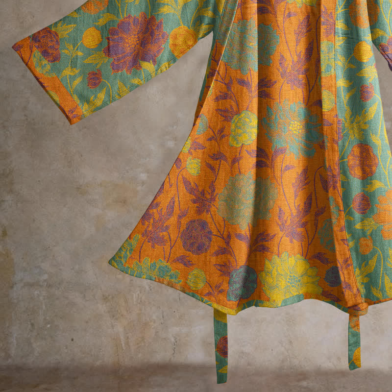Robe de chambre vintage en coton à fleurs Ownkoti - image 9