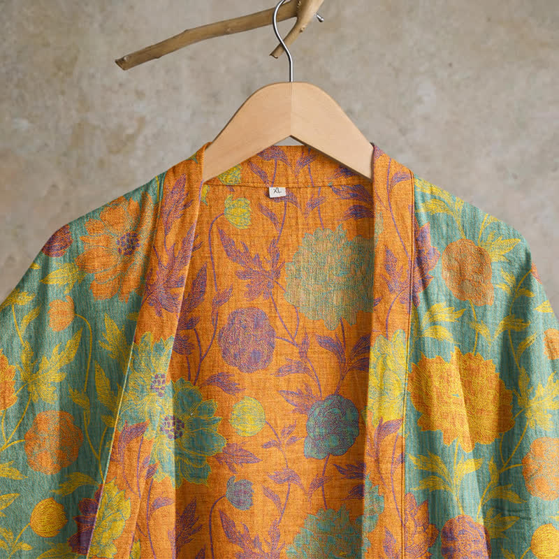 Robe de chambre vintage en coton à fleurs Ownkoti - image 7