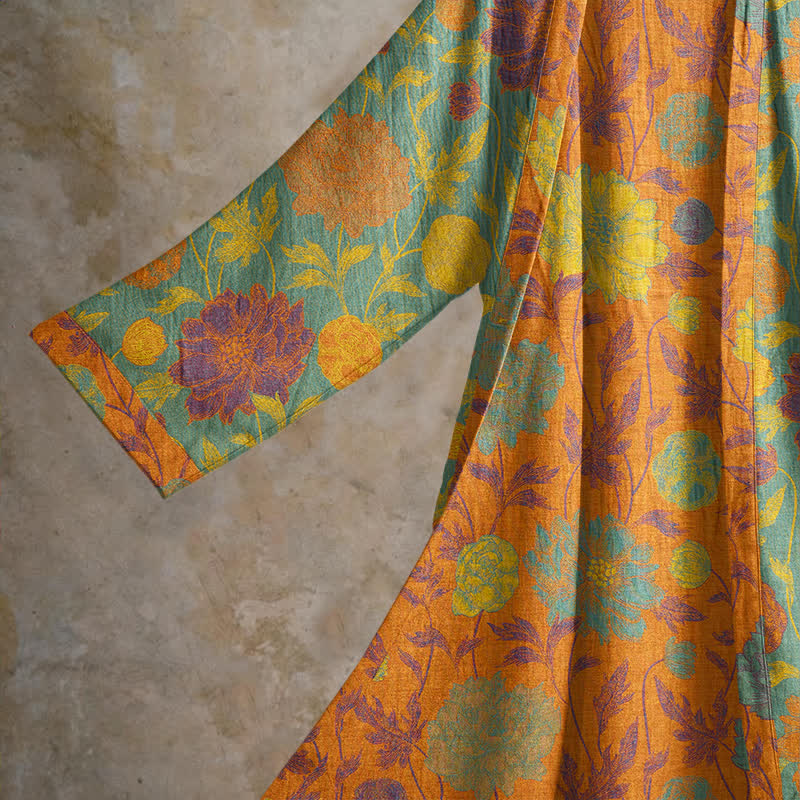 Robe de chambre vintage en coton à fleurs Ownkoti - image 8