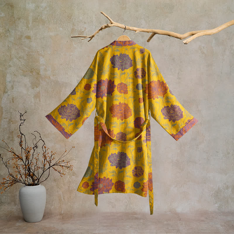 Robe de chambre vintage en coton à fleurs Ownkoti - image 21