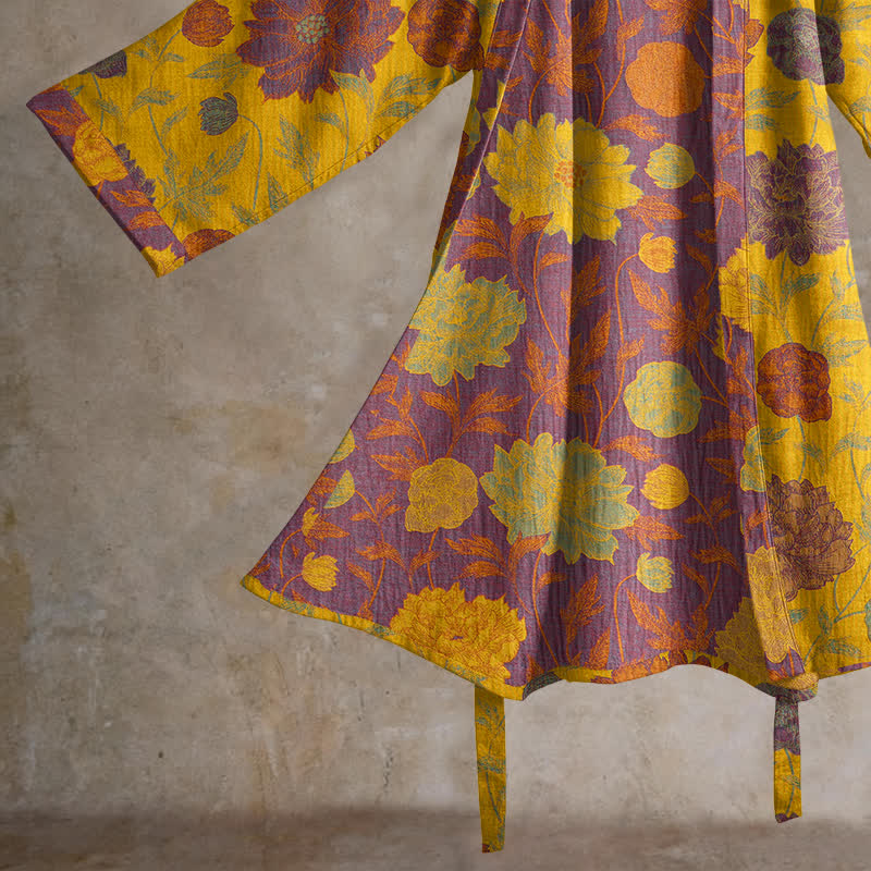Robe de chambre vintage en coton à fleurs Ownkoti - image 24